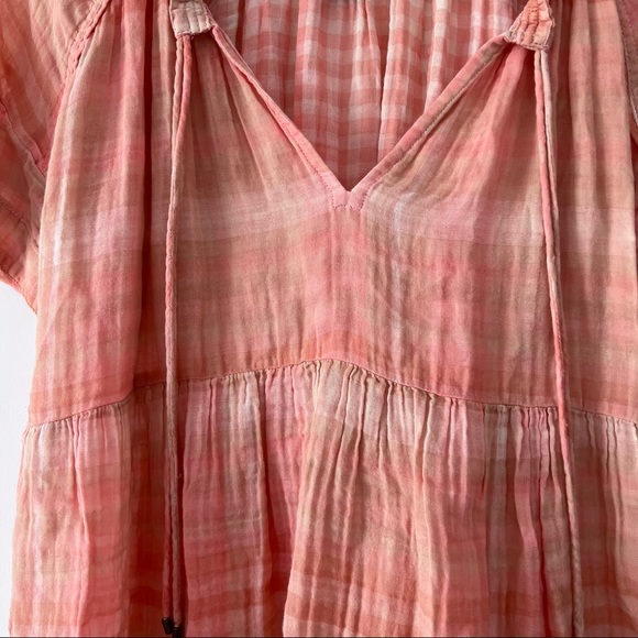 Anthropologie Gingham Orange Baby Doll Shirt - Picture 4 of 7